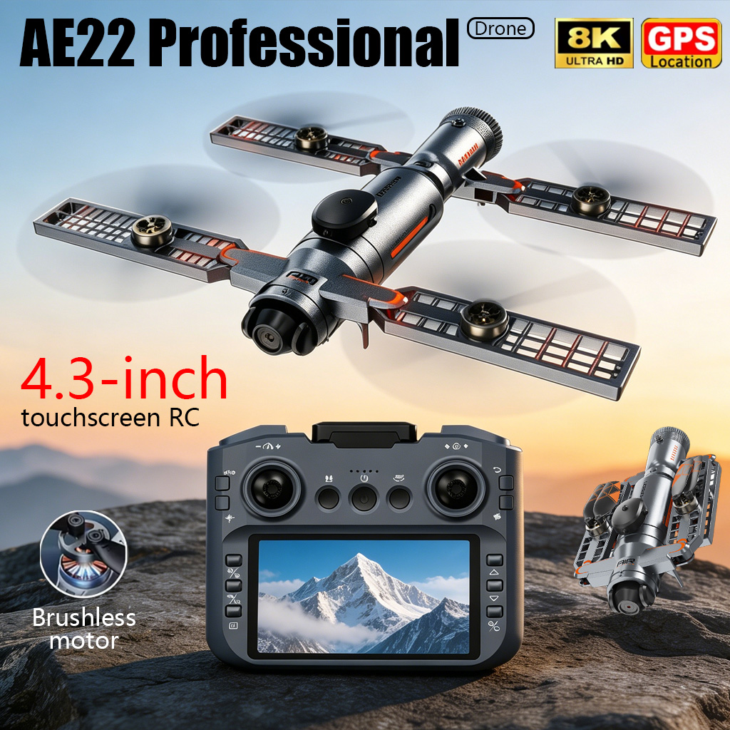 Drone Rc Foldable - โดรนพับได้รุ่นอัพเกรด AE22 PRO MAX กล้องคู่ 8K